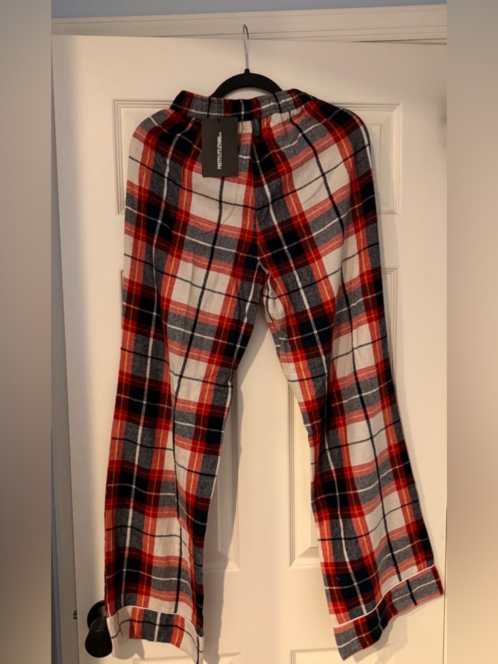 PrettyLittleThing Red Black Plaid Lounge Pants